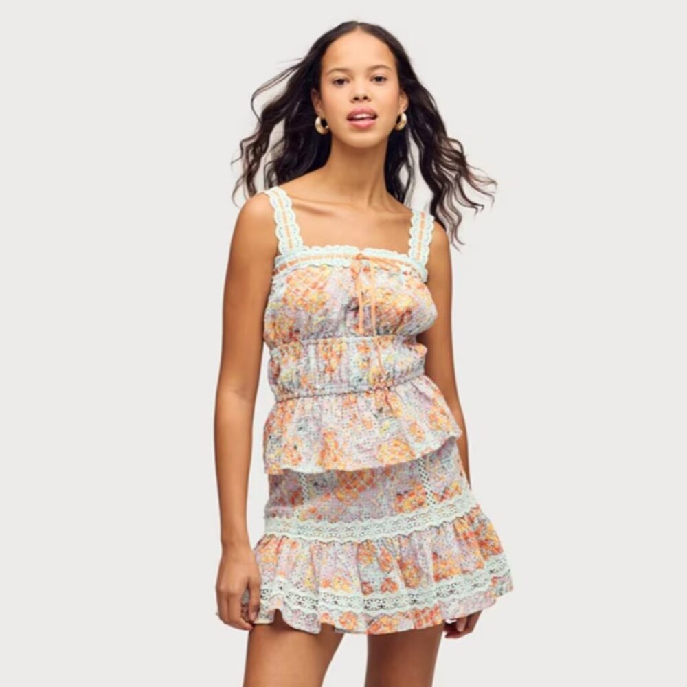 NWT Sam Edelman  Courtney Mini Skirt COLOR:  Pastel Blue Rose